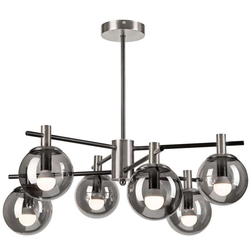 Viseći luster LILOU 6xE14/5W/230V mat krom/dimna