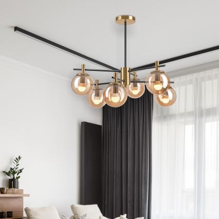 Viseći luster LILOU 6xE14/5W/230V zlatna/crna/dimna bež