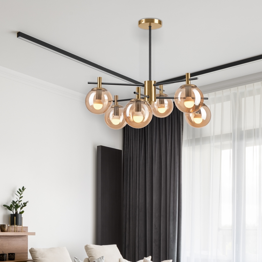 Viseći luster LILOU 6xE14/5W/230V zlatna/crna/dimna bež