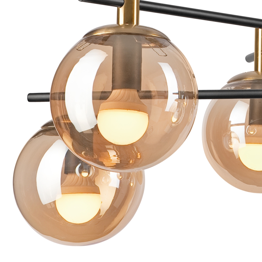 Viseći luster LILOU 6xE14/5W/230V zlatna/crna/dimna bež
