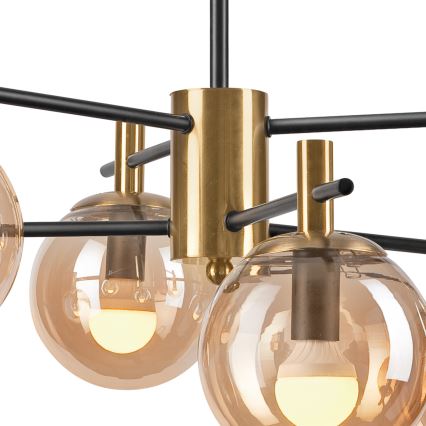 Viseći luster LILOU 6xE14/5W/230V zlatna/crna/dimna bež