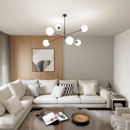 Viseći luster LINEAR 6xE14/10W/230V crna/bijela