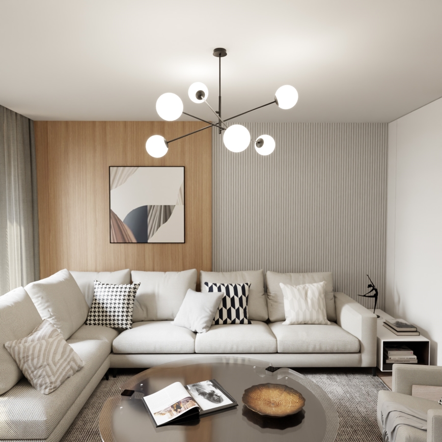 Viseći luster LINEAR 6xE14/10W/230V crna/bijela