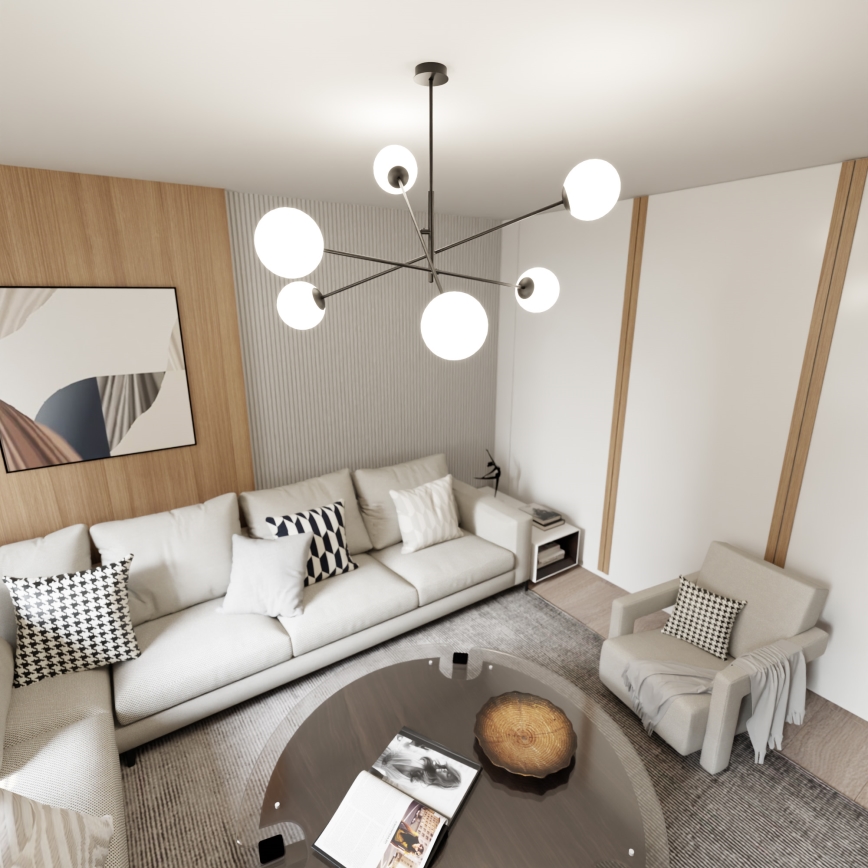 Viseći luster LINEAR 6xE14/10W/230V crna/bijela