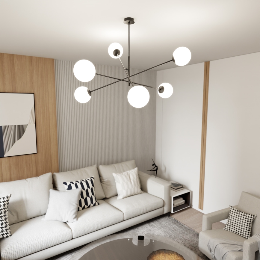 Viseći luster LINEAR 6xE14/10W/230V crna/bijela