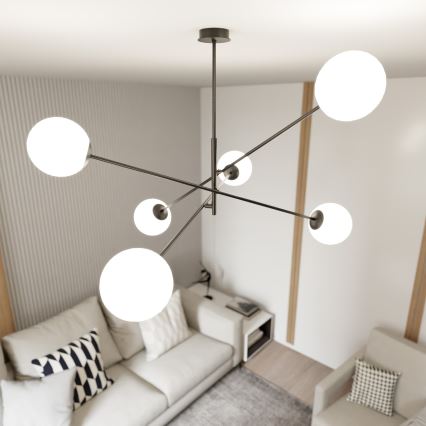 Viseći luster LINEAR 6xE14/10W/230V crna/bijela