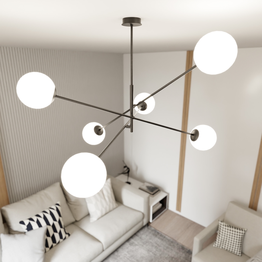 Viseći luster LINEAR 6xE14/10W/230V crna/bijela
