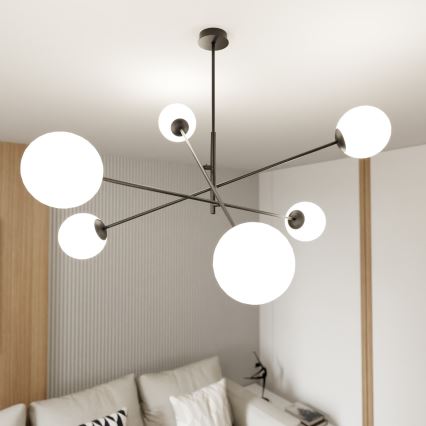 Viseći luster LINEAR 6xE14/10W/230V crna/bijela