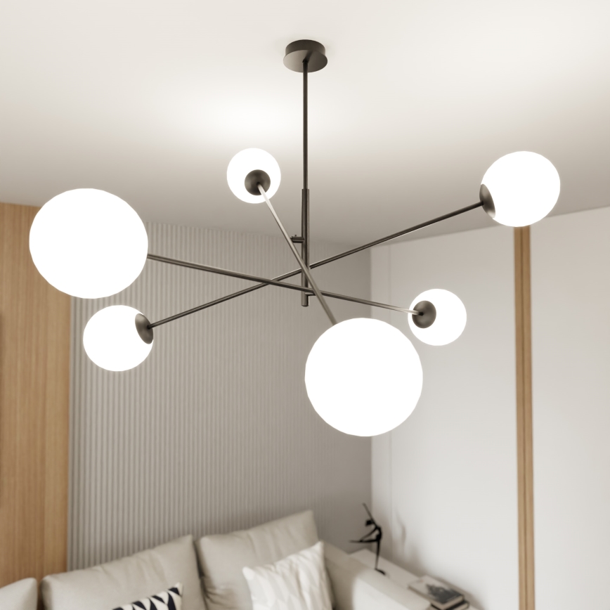 Viseći luster LINEAR 6xE14/10W/230V crna/bijela