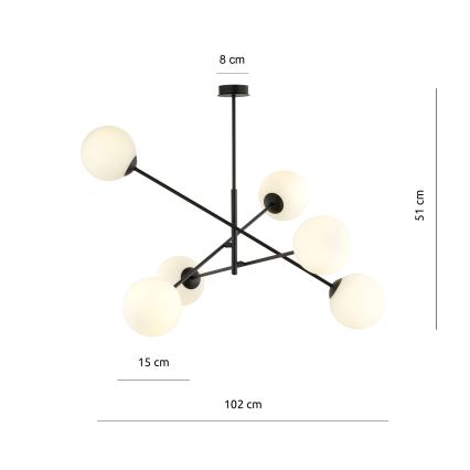 Viseći luster LINEAR 6xE14/10W/230V crna/bijela