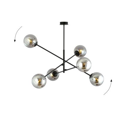 Viseći luster LINEAR 6xE14/10W/230V crna/siva