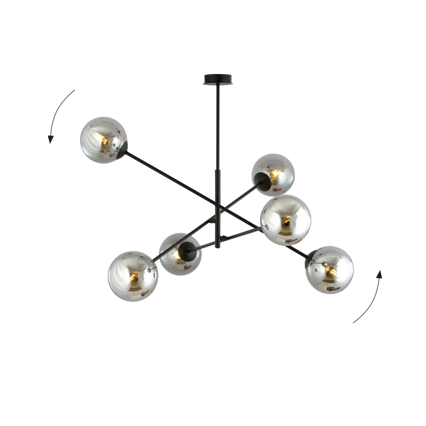 Viseći luster LINEAR 6xE14/10W/230V crna/siva