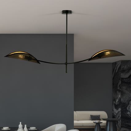 Viseći luster LOTUS 2xE14/10W/230V crna/zlatna