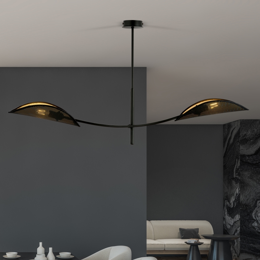 Viseći luster LOTUS 2xE14/10W/230V crna/zlatna
