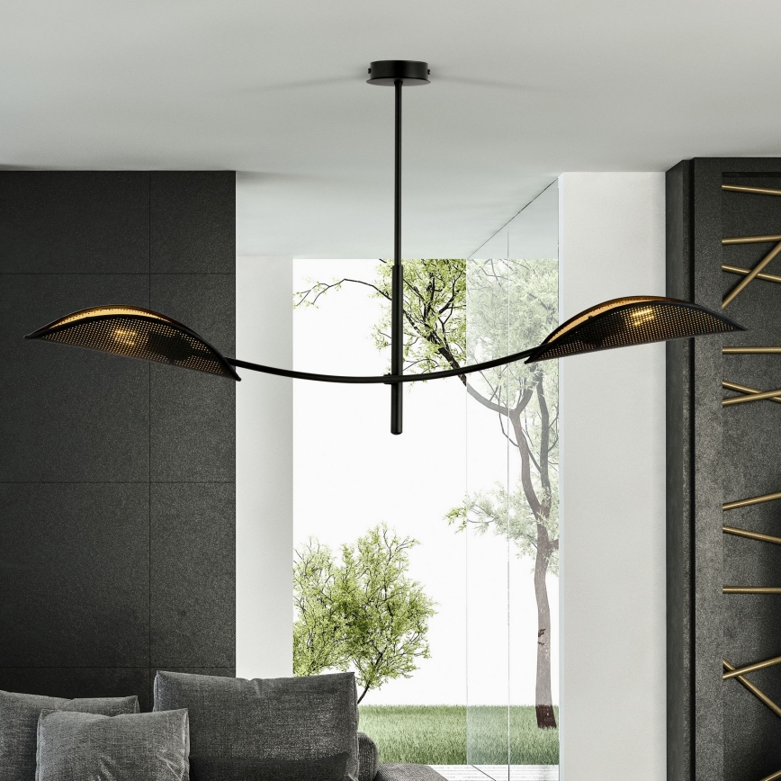 Viseći luster LOTUS 2xE14/10W/230V crna/zlatna
