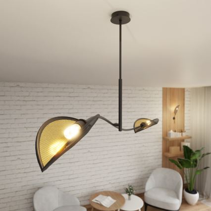 Viseći luster LOTUS 2xE14/10W/230V crna/zlatna