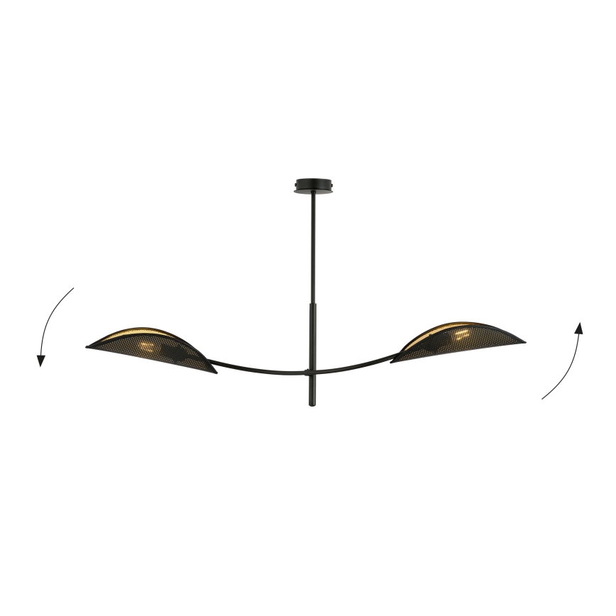 Viseći luster LOTUS 2xE14/10W/230V crna/zlatna
