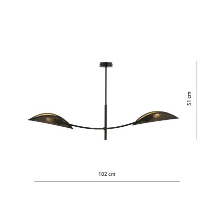 Viseći luster LOTUS 2xE14/10W/230V crna/zlatna