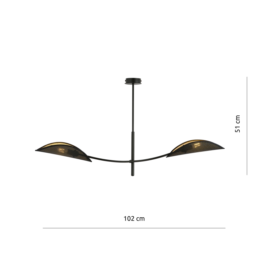Viseći luster LOTUS 2xE14/10W/230V crna/zlatna