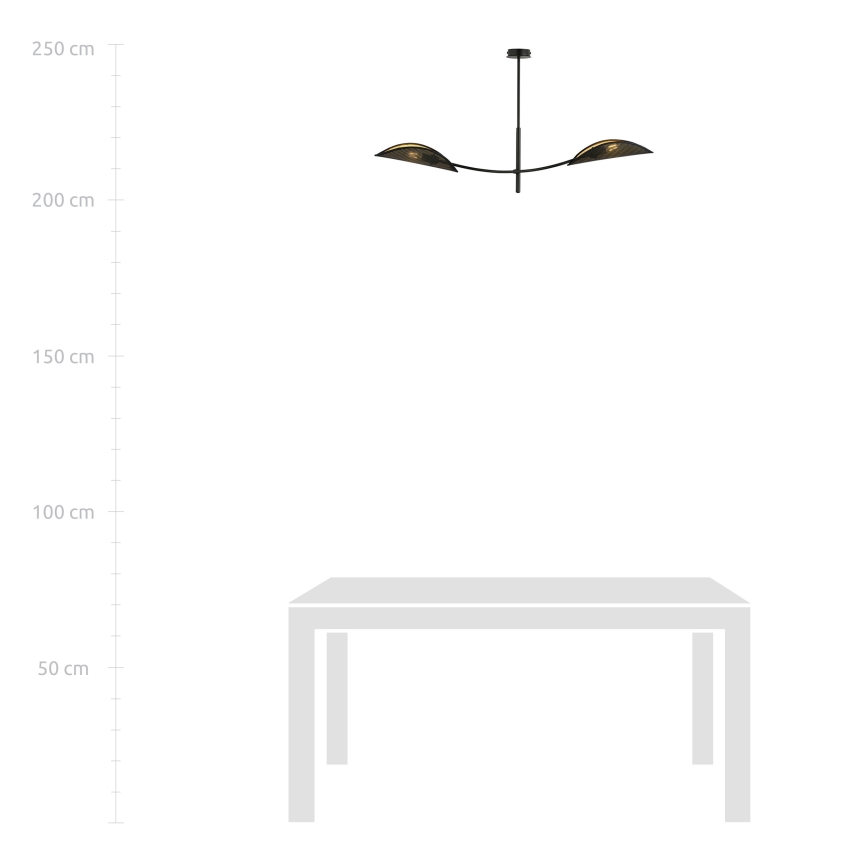 Viseći luster LOTUS 2xE14/10W/230V crna/zlatna