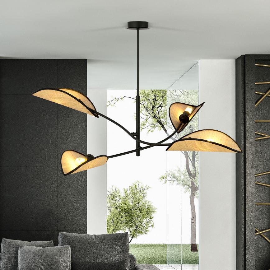 Viseći luster LOTUS 4xE14/10W/230V crna/bež