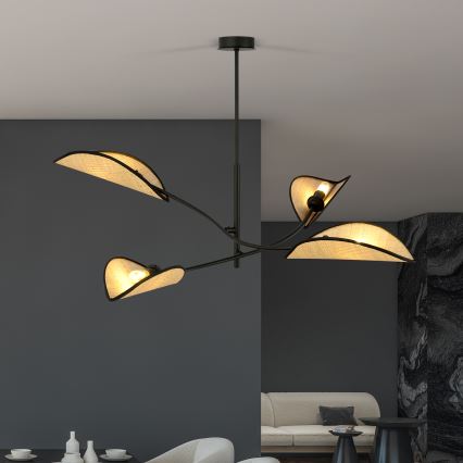 Viseći luster LOTUS 4xE14/10W/230V crna/bež