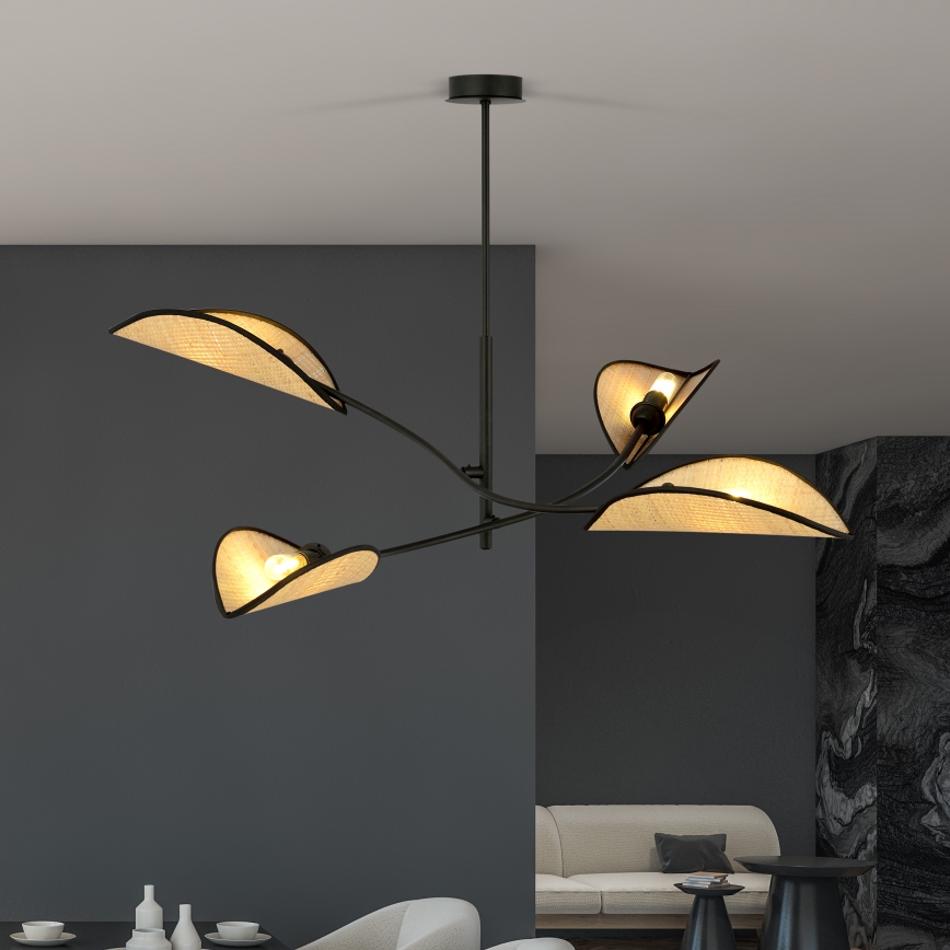 Viseći luster LOTUS 4xE14/10W/230V crna/bež
