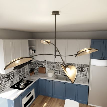 Viseći luster LOTUS 4xE14/10W/230V crna/bež
