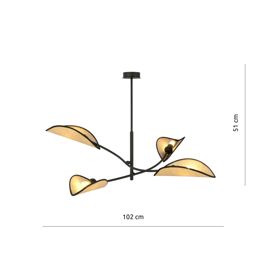 Viseći luster LOTUS 4xE14/10W/230V crna/bež