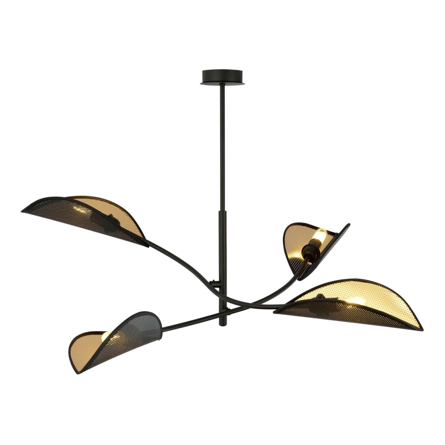 Viseći luster LOTUS 4xE14/10W/230V crna/zlatna