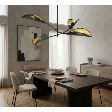 Viseći luster LOTUS 4xE14/10W/230V crna/zlatna