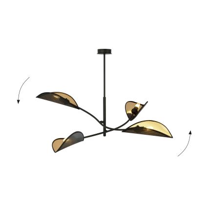 Viseći luster LOTUS 4xE14/10W/230V crna/zlatna