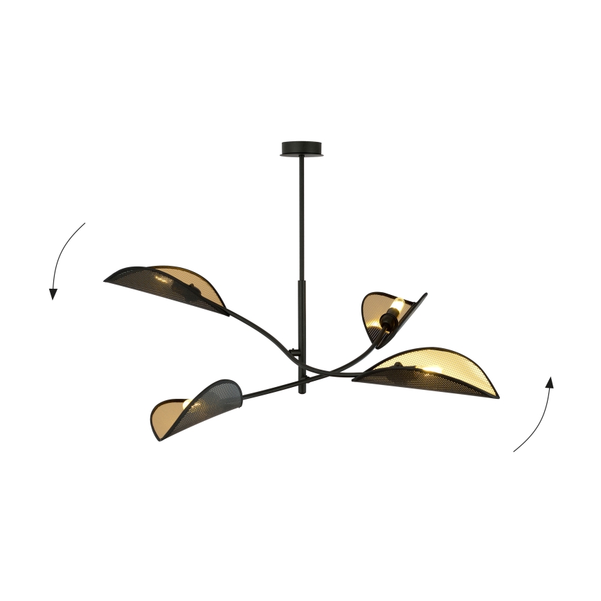 Viseći luster LOTUS 4xE14/10W/230V crna/zlatna