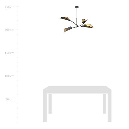 Viseći luster LOTUS 4xE14/10W/230V crna/zlatna