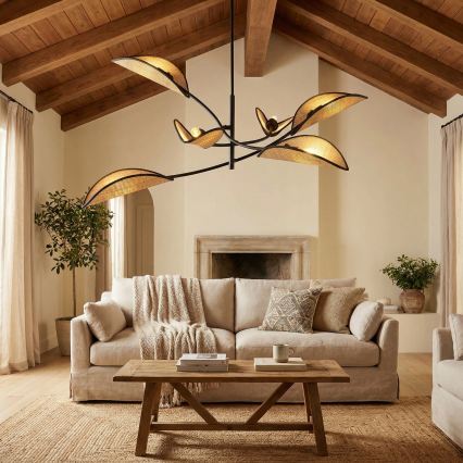 Viseći luster LOTUS 6xE14/10W/230V crna/bež