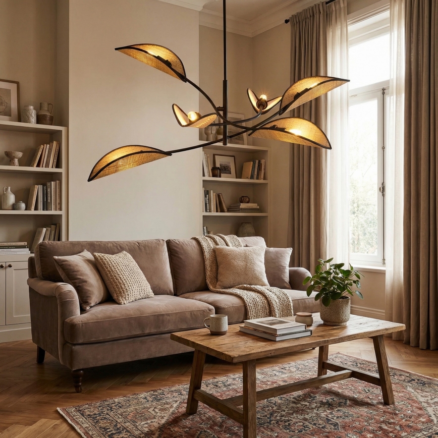 Viseći luster LOTUS 6xE14/10W/230V crna/bež