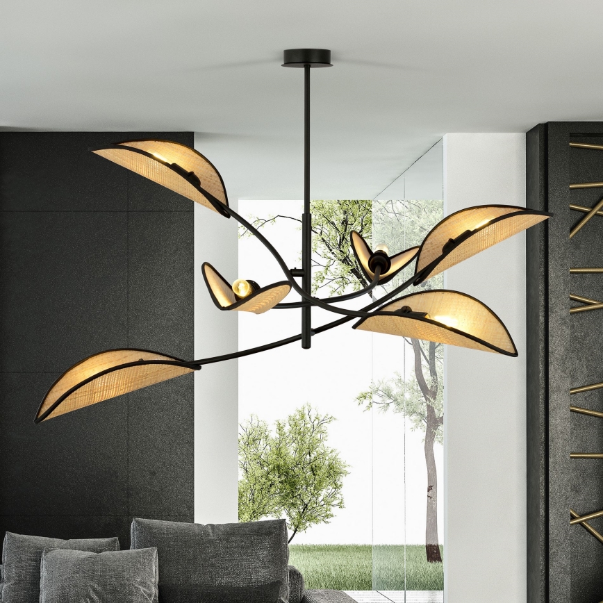 Viseći luster LOTUS 6xE14/10W/230V crna/bež