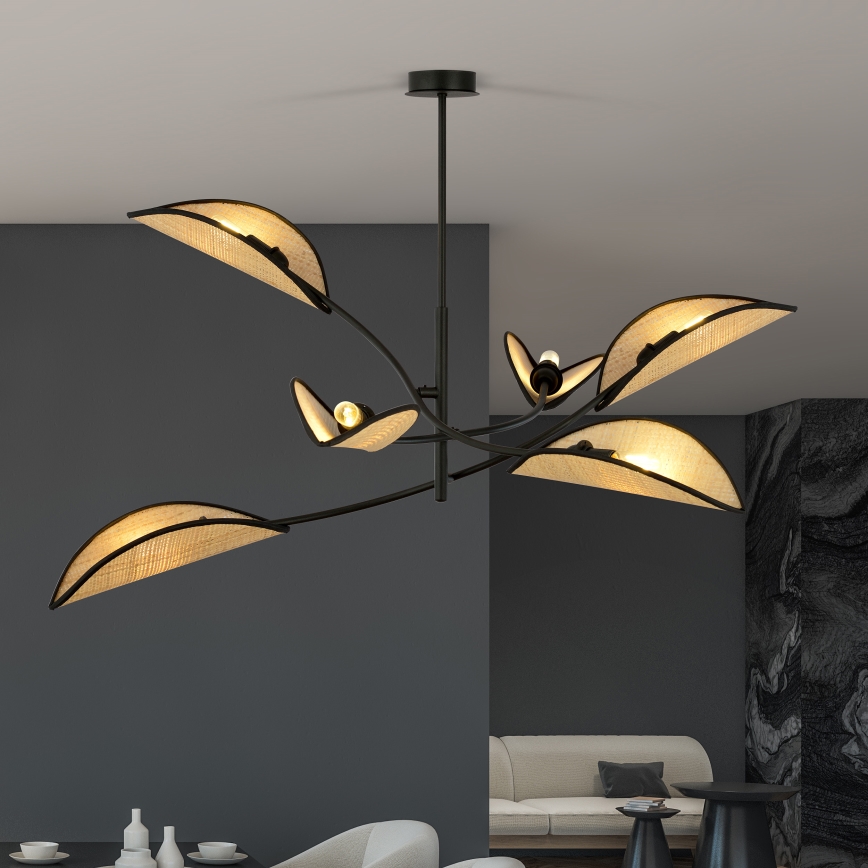 Viseći luster LOTUS 6xE14/10W/230V crna/bež
