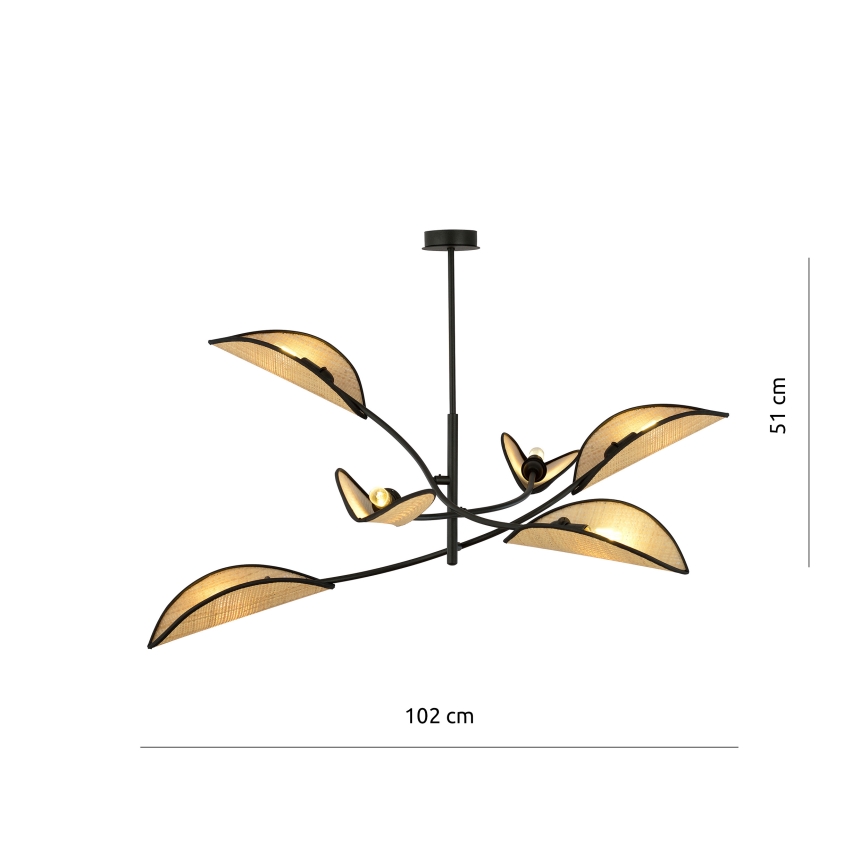 Viseći luster LOTUS 6xE14/10W/230V crna/bež