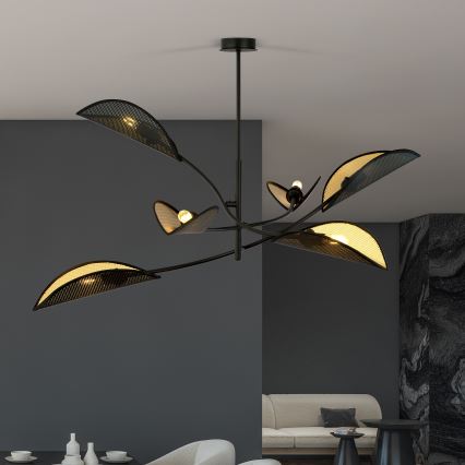 Viseći luster LOTUS 6xE14/10W/230V crna/zlatna