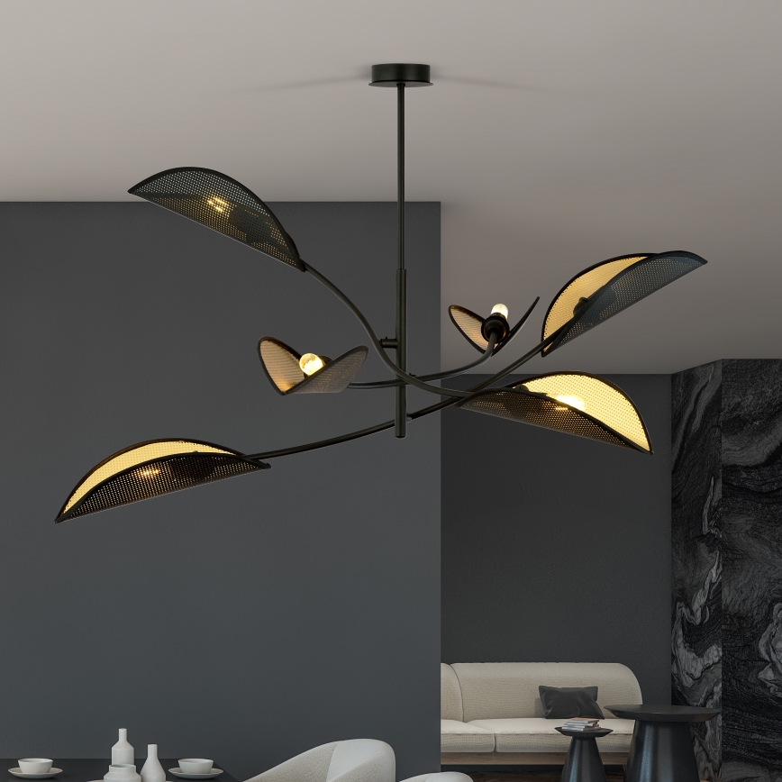 Viseći luster LOTUS 6xE14/10W/230V crna/zlatna