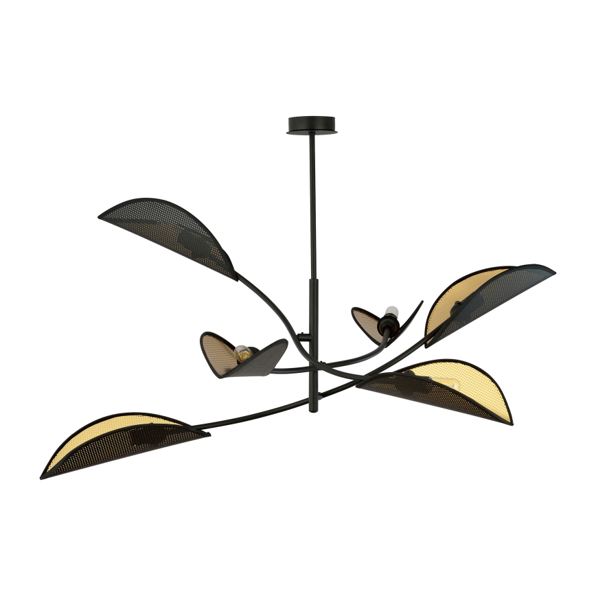 Viseći luster LOTUS 6xE14/10W/230V crna/zlatna