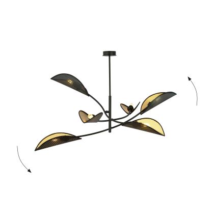 Viseći luster LOTUS 6xE14/10W/230V crna/zlatna