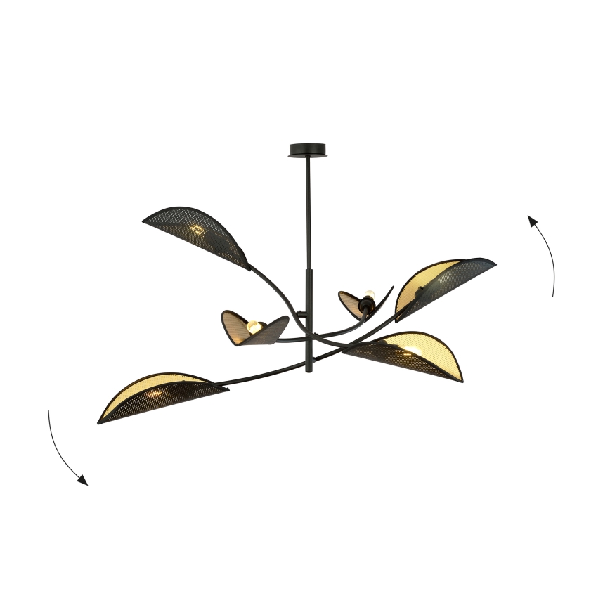 Viseći luster LOTUS 6xE14/10W/230V crna/zlatna