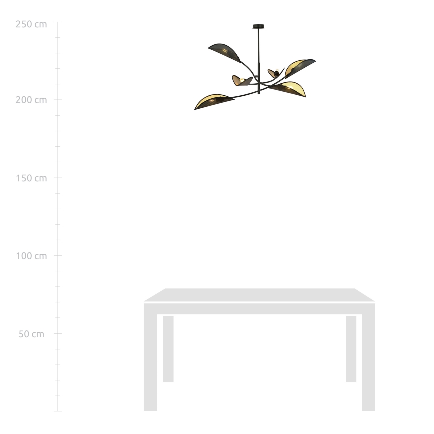 Viseći luster LOTUS 6xE14/10W/230V crna/zlatna