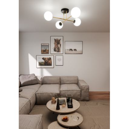 Viseći luster MAGNUM 4xE14/10W/230V bijela/zlatna/crna