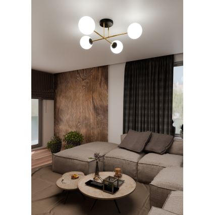 Viseći luster MAGNUM 4xE14/10W/230V bijela/zlatna/crna