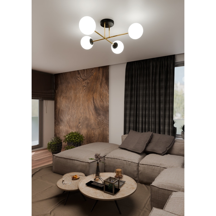 Viseći luster MAGNUM 4xE14/10W/230V bijela/zlatna/crna