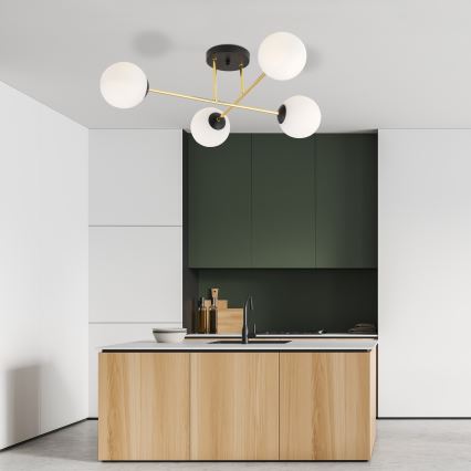 Viseći luster MAGNUM 4xE14/10W/230V bijela/zlatna/crna