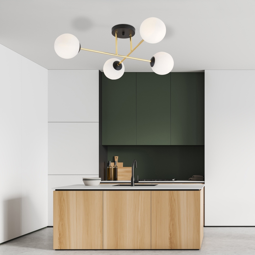 Viseći luster MAGNUM 4xE14/10W/230V bijela/zlatna/crna